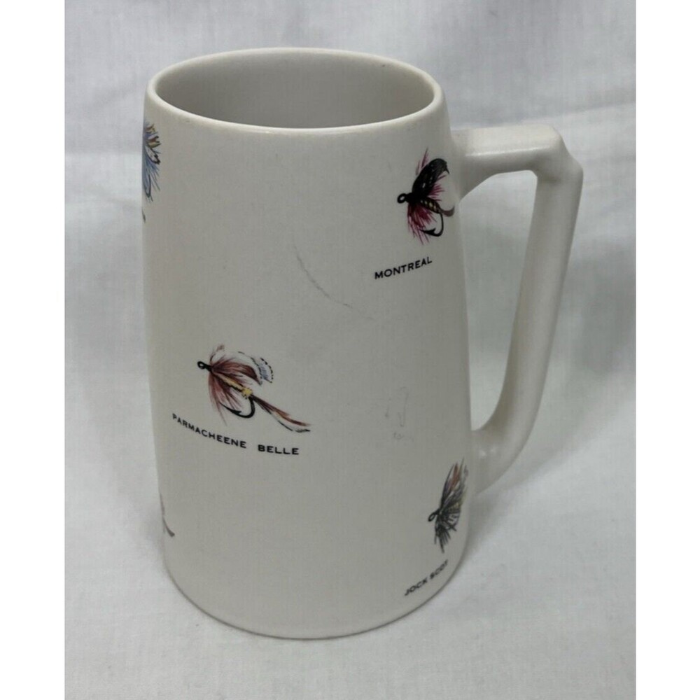 Vintage HYALYN Fly Fishing Flies Mug 5.5" Tall